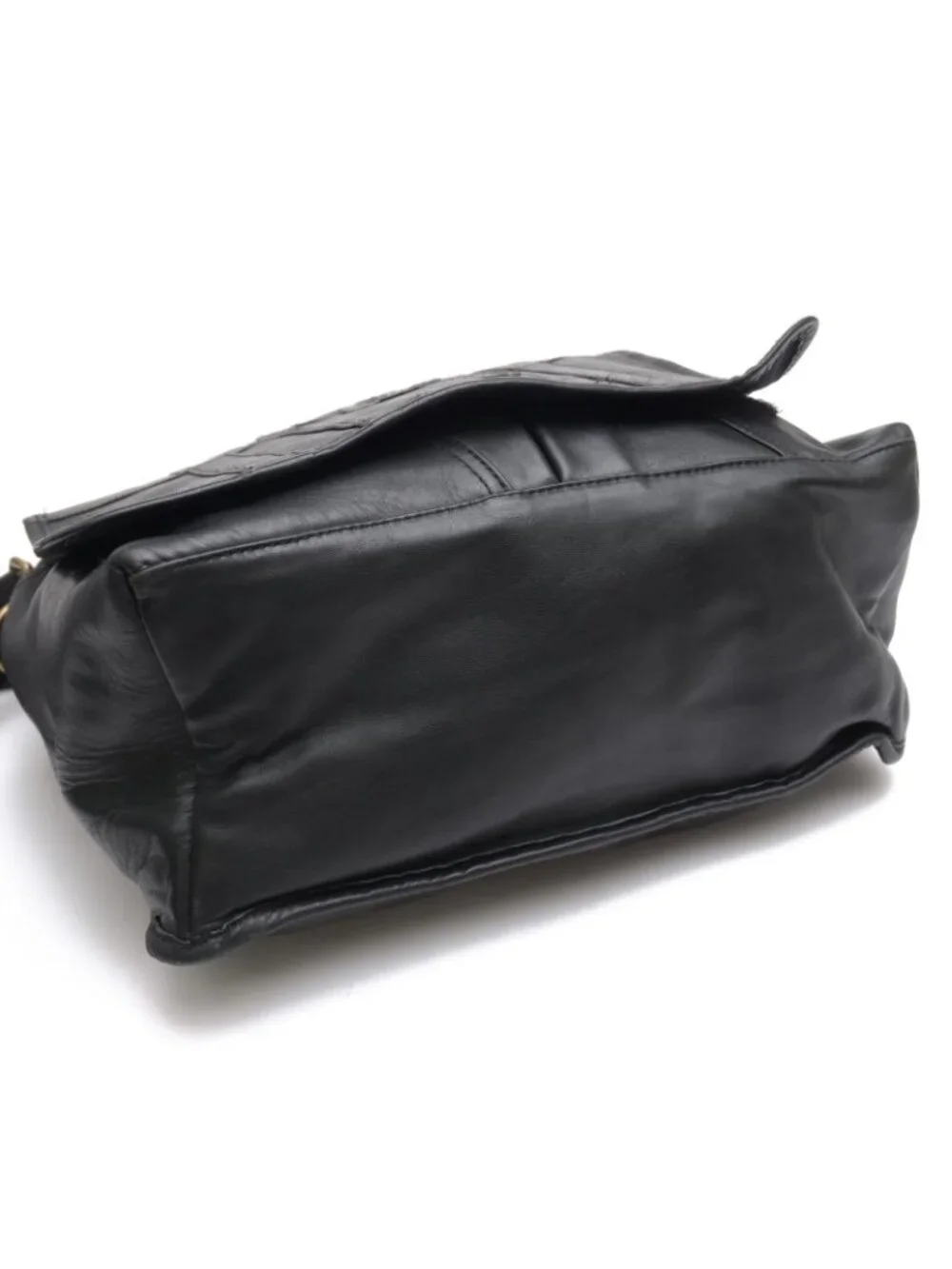 Dolce & Gabbana Shoulder Bag Leather Black DG Logo Vintage Wash